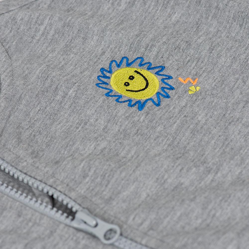 Beetle Beez Happy Sun Fermuarlı Sweatshirt Gri