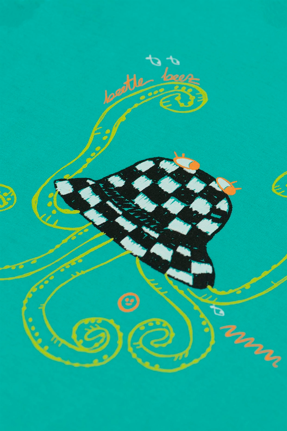 Beetle Beez Mint Funky Octopus Hat Kısa Kollu Tişört