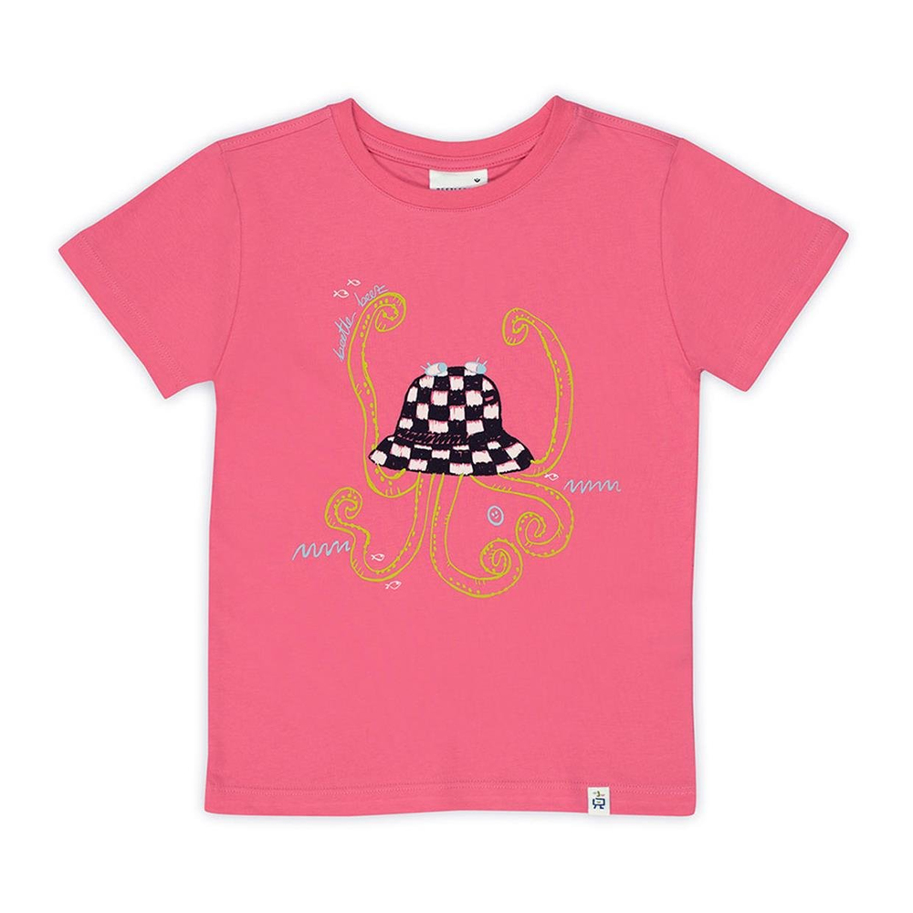 Beetle Beez Pembe Funky Octopus Hat Kısa Kollu Tişört