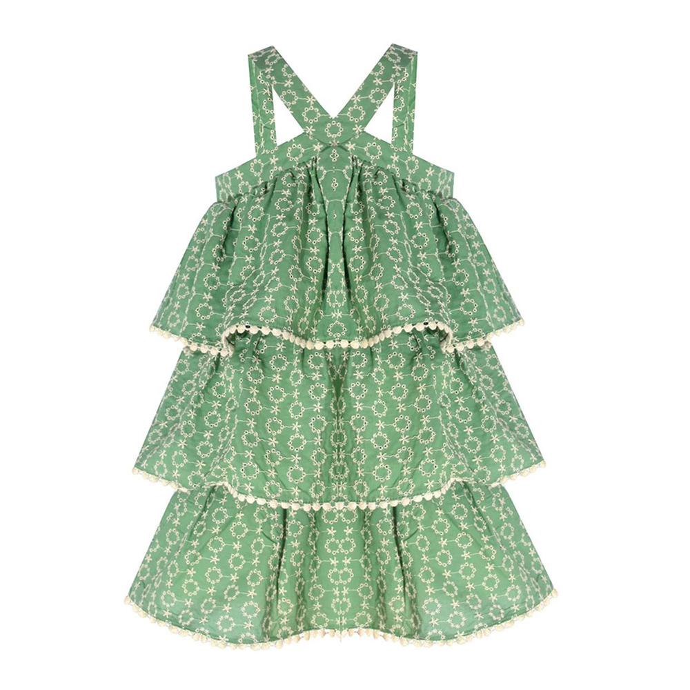 Bleu Lapin Green Ruffle Elbise