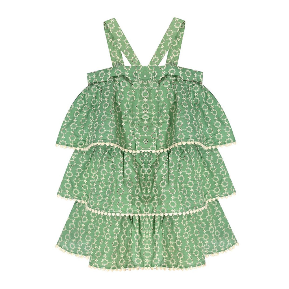 Bleu Lapin Green Ruffle Elbise
