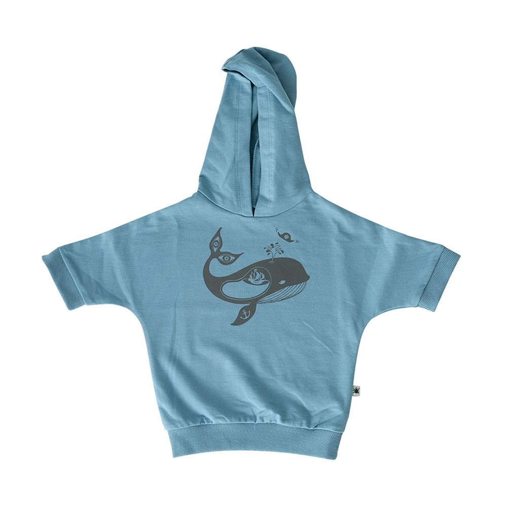 BREEZE KAPİŞONLU KISA KOLLU SWEATSHIRT - DERİN MAVİ