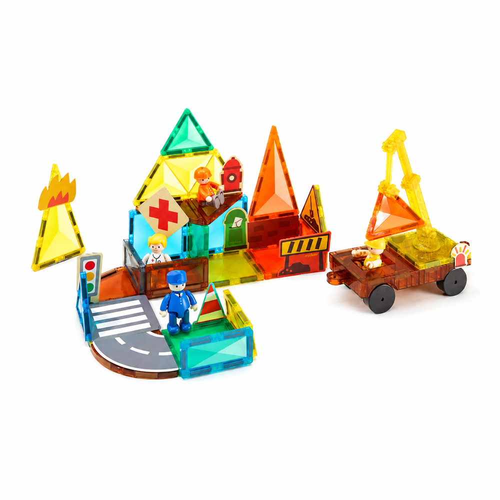 Mideer Magnetic Tiles Şehir Kahramanları 33 Parça