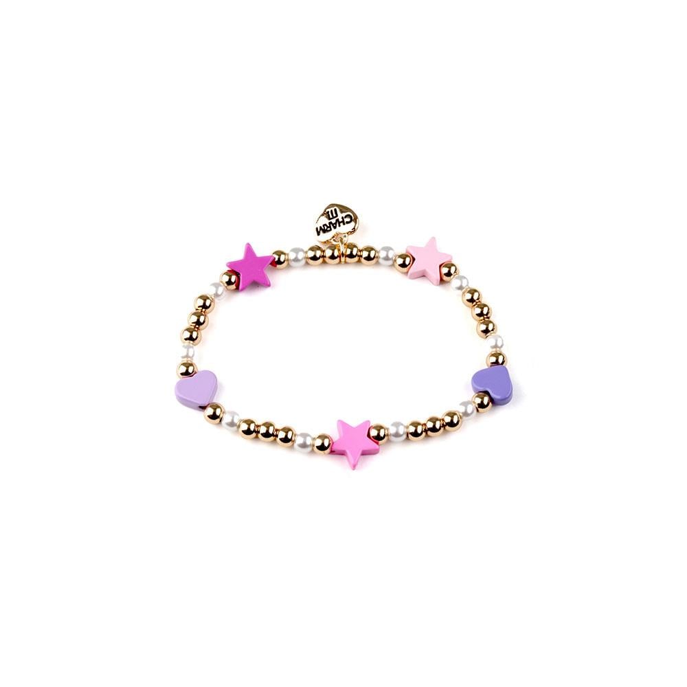 Charm It Gold Heart & Star Stretch Bead Bracelet