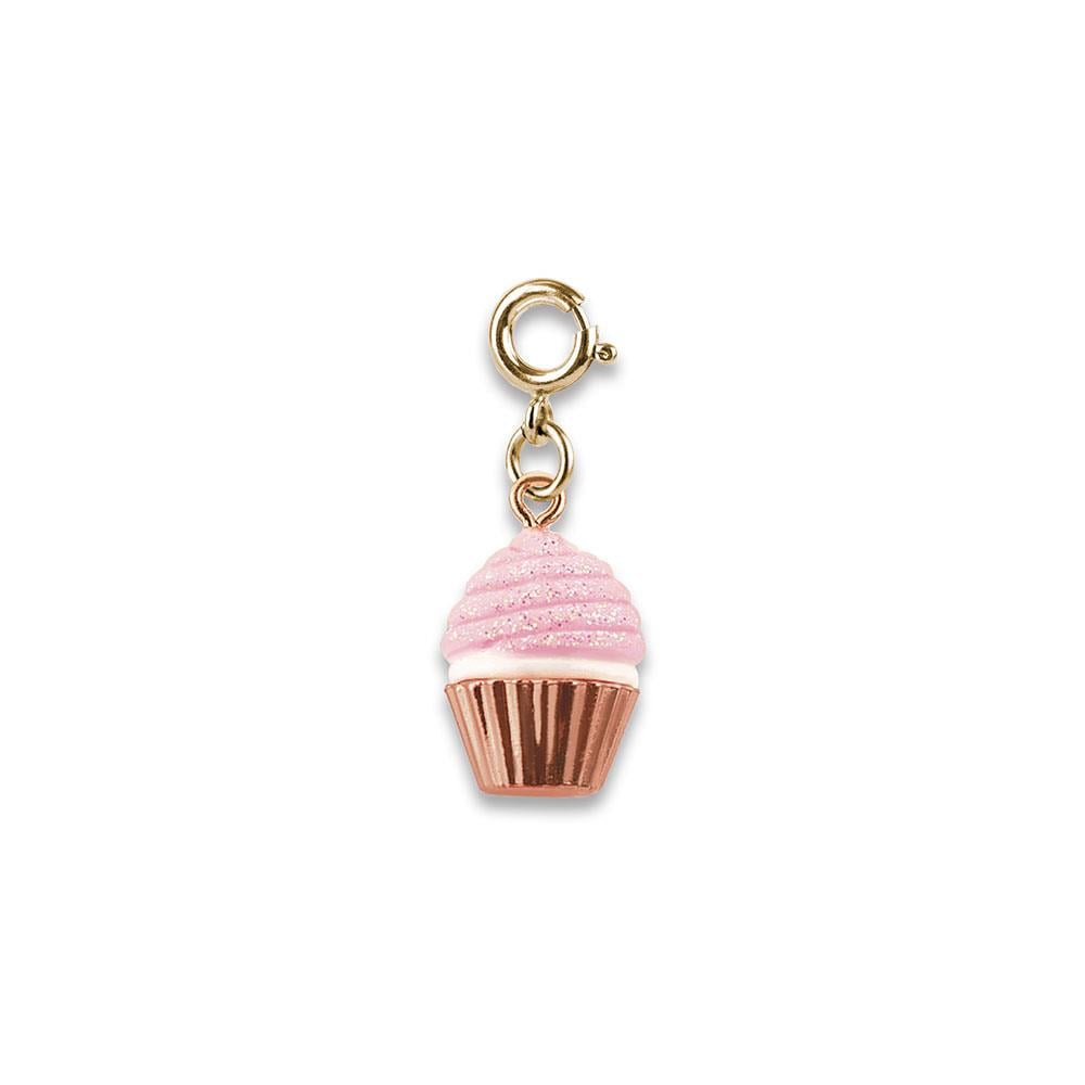 Charm It Gold Pink Glitter Cupcake Charm