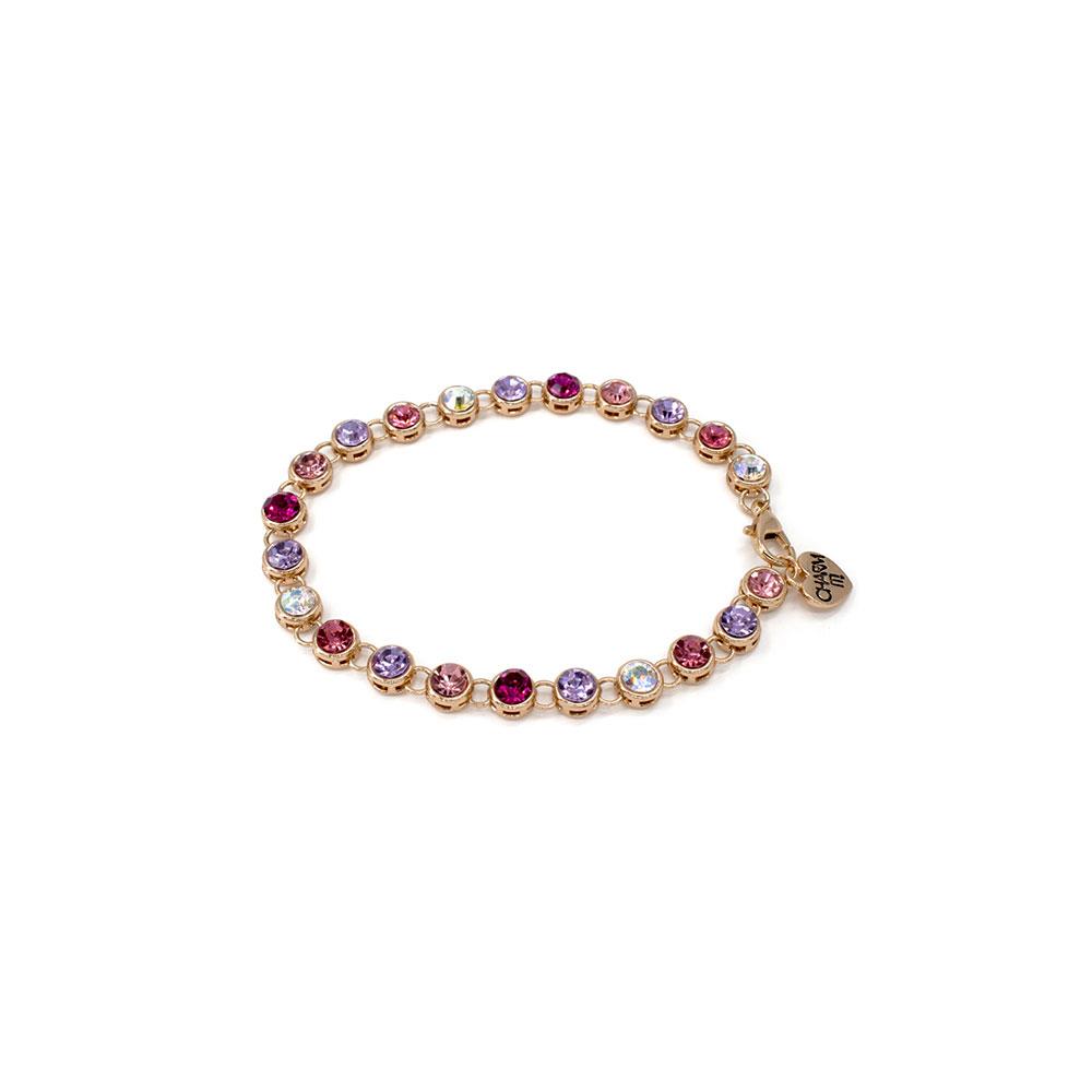 Charm It Gold Pink Multi Rhinestone Bracelet