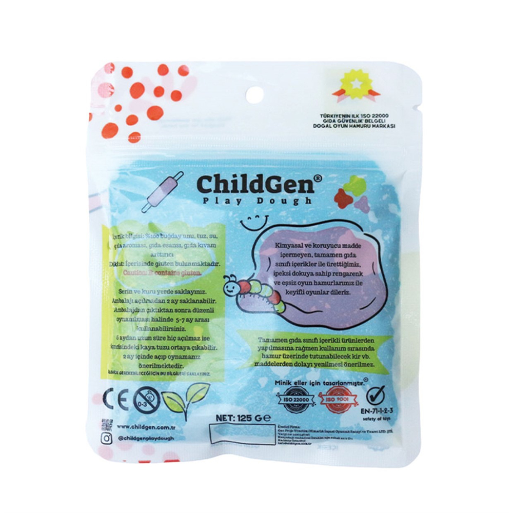 Childgen Play Dough Kartuş - 125gr Mavi Oyun Hamuru