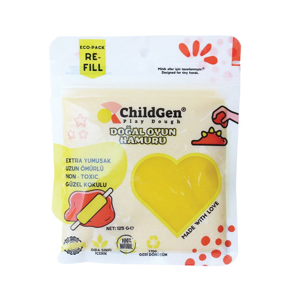 Childgen Play Dough Kartuş - 125gr Sarı Oyun Hamuru