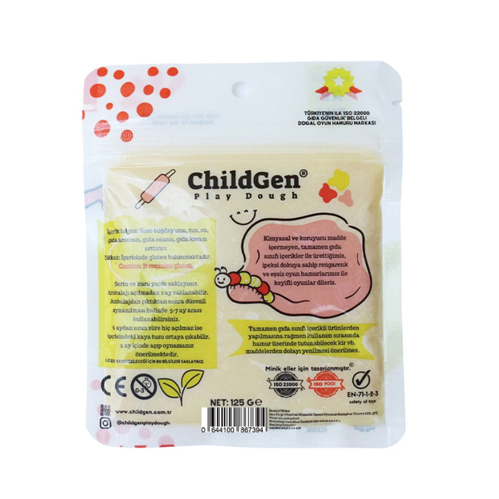 Childgen Play Dough Kartuş - 125gr Sarı Oyun Hamuru