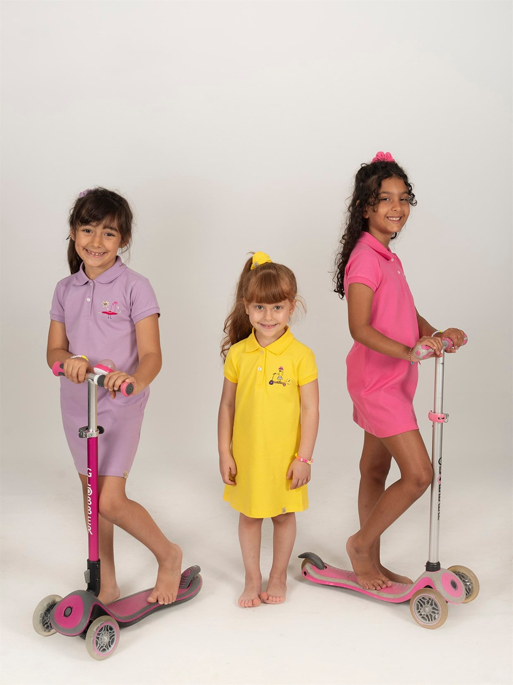 COOL SCOOTER GIRL  - Kısa Kollu Çocuk Polo Yaka Elbise - Sarı
