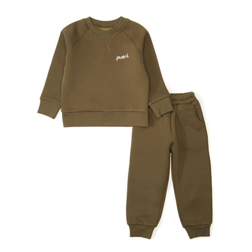 Pueril Kids Şardonlu Klasik Çocuk Eşofman Takımı | Haki