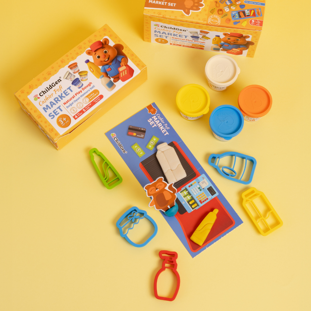 Childgen Play Dough Doğal Oyun Hamuru Sevimli Patiler Market Set