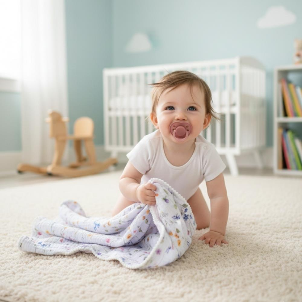 Münü Design Müslin Ponponlu Bebek Battaniyesi Çiçek