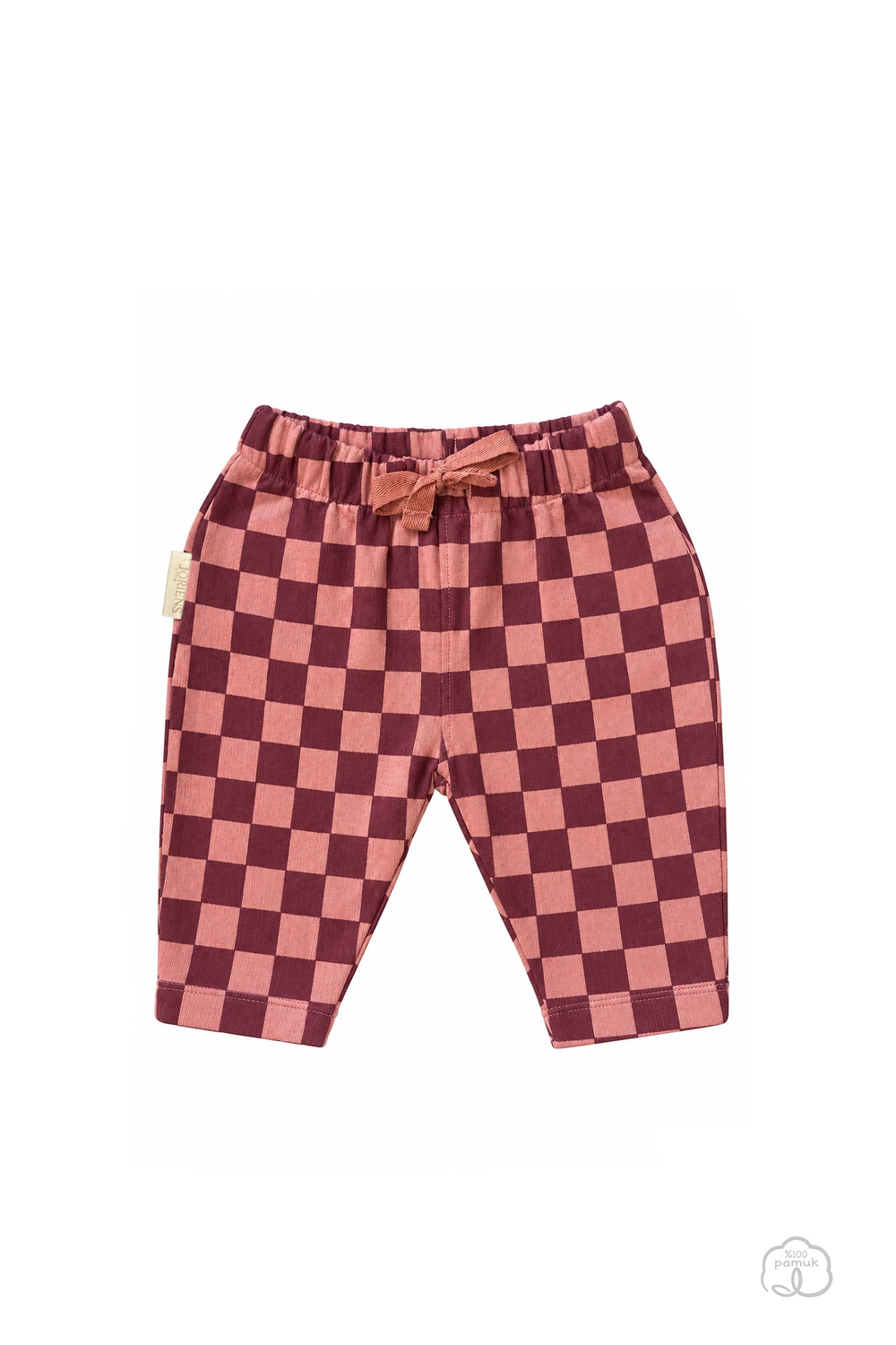 Damalı Bordo Pantolon