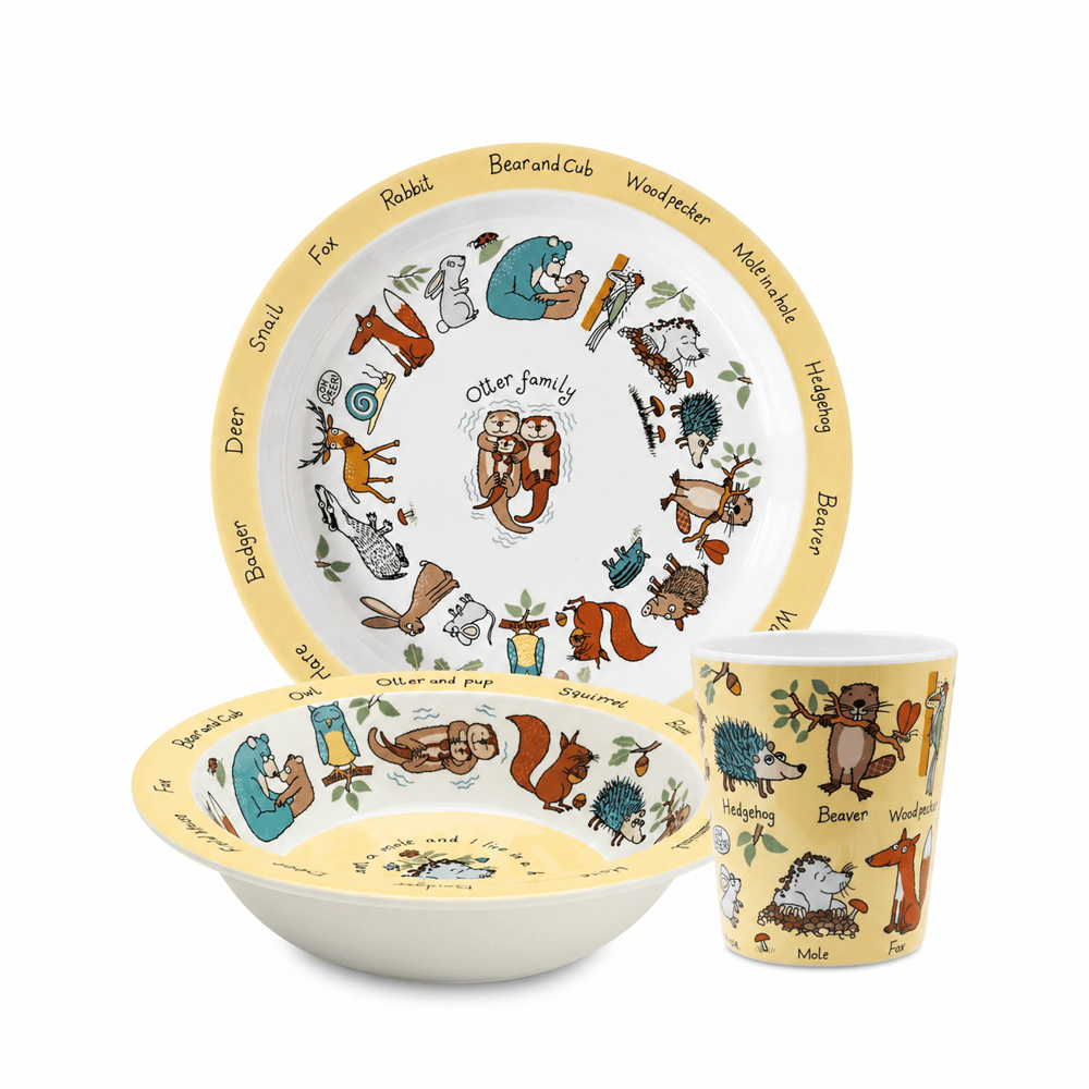 Tyrrell Katz Melamin Mama Tabağı, Kasesi ve Alıştırma Bardağı Woodland