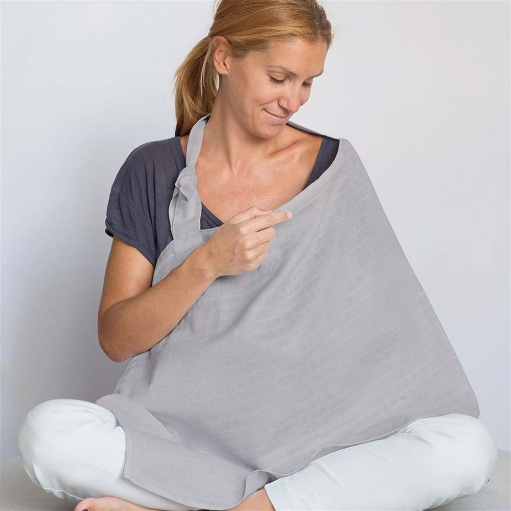 Deux Lapin Cotton Grey Müslin Emzirme Önlüğü