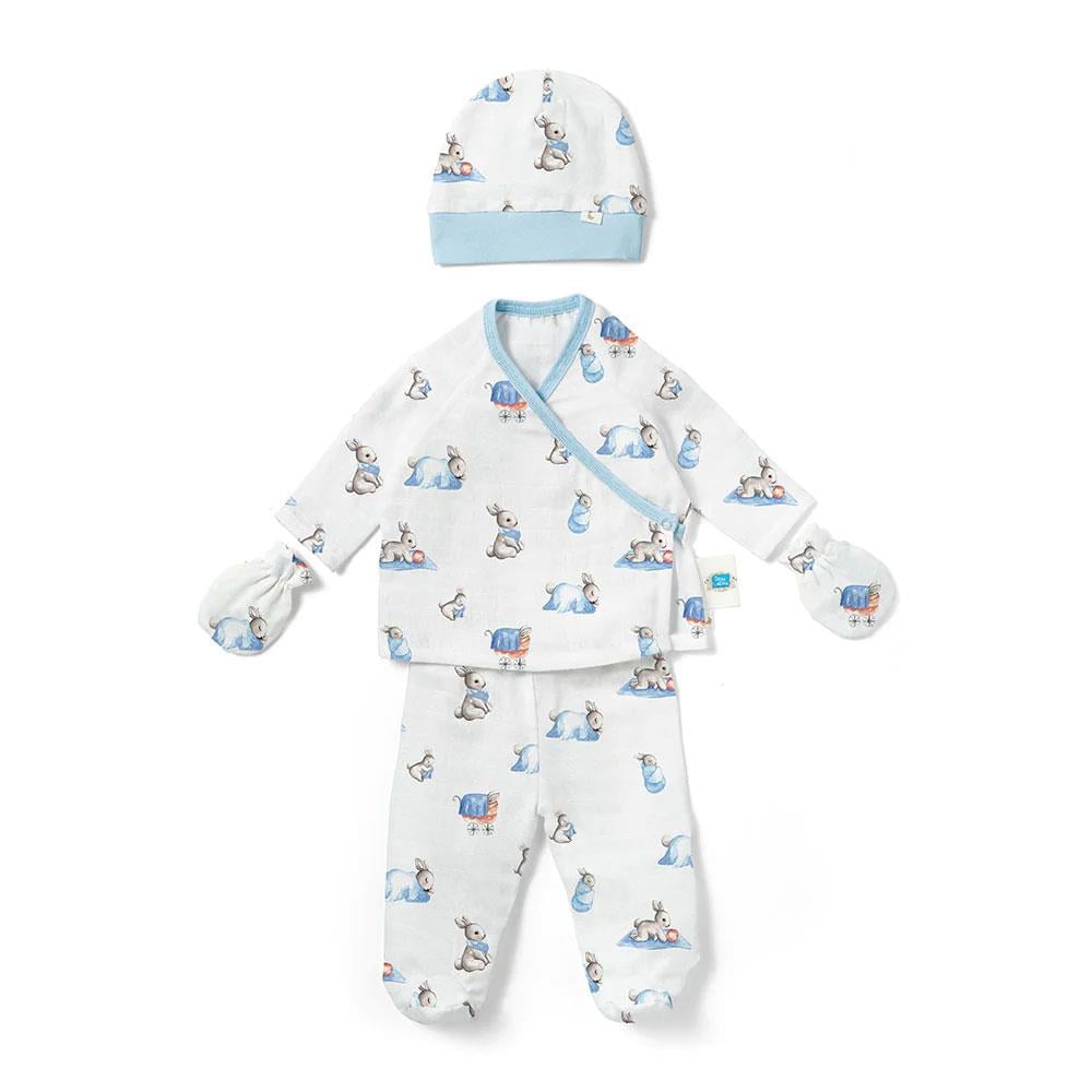 Deux Lapin Yenidoğan Bebek Hastane Çıkış Seti Bébé Lapin