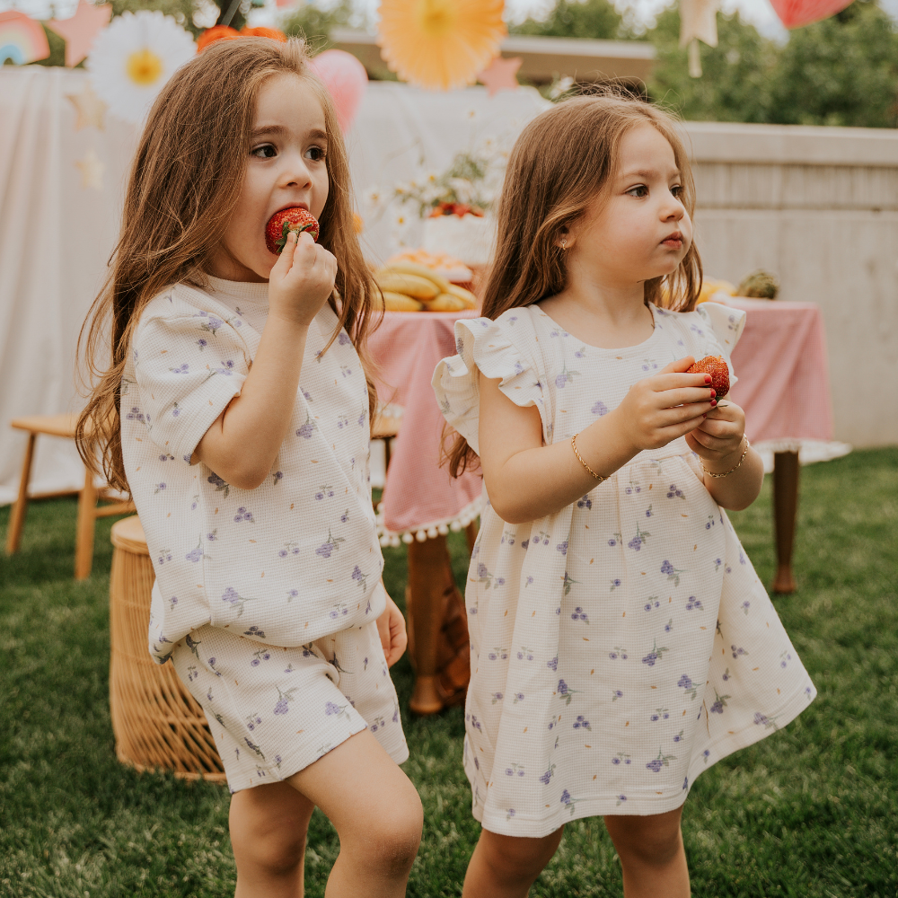 Kiraz Kids Yaban Mersini Desenli %100 Pamuklu Yazlık Takım