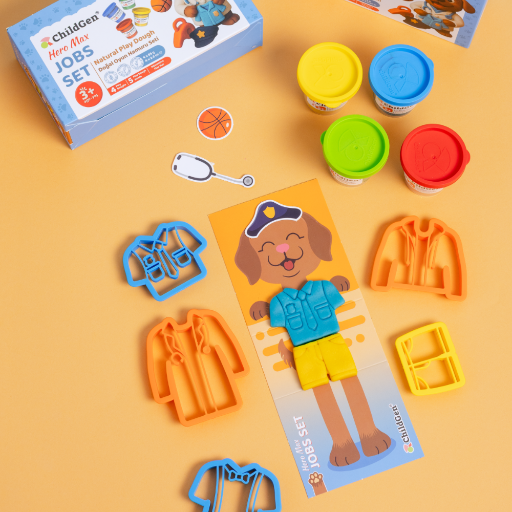Childgen Play Dough Doğal Oyun Hamuru Sevimli Patiler Meslekler Seti