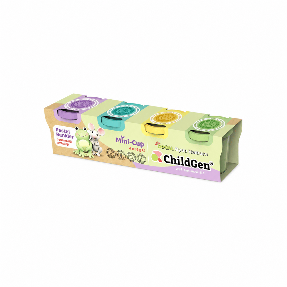 Childgen Play Dough 4'lü Mini Cup Pastel Oyun Hamuru Seti 65 gr x 4