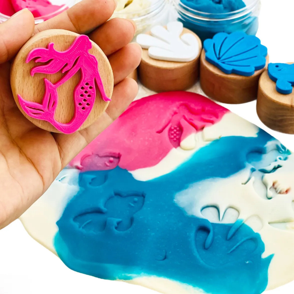 Childgen Play Dough Ahşap Damga Deniz Kızı Seti