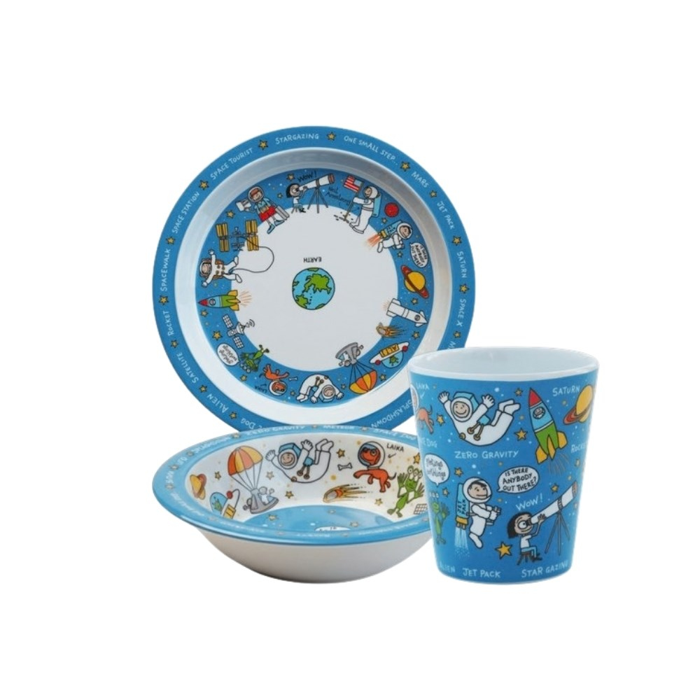 Tyrrell Katz Melamin Mama Tabağı, Kasesi ve Alıştırma Bardağı Space