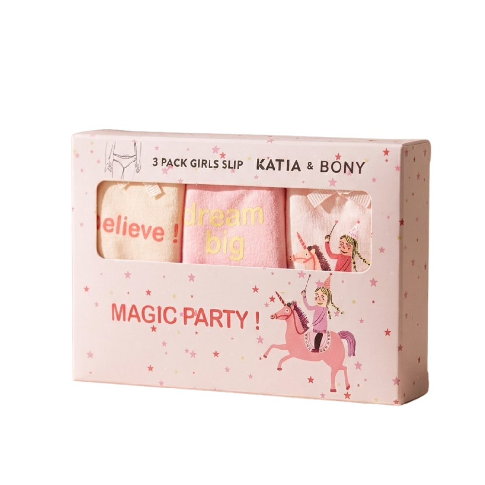 Katia & Bony Kız Çocuk 3'lü Unicorn Kutulu Slip Pembe