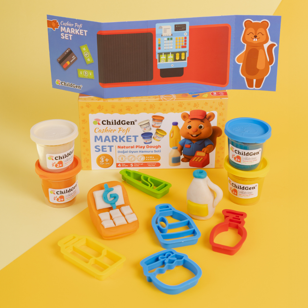 Childgen Play Dough Doğal Oyun Hamuru Sevimli Patiler Market Set