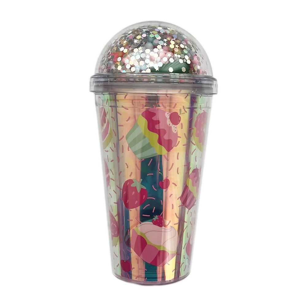 Etoilee Pink Sprinkle Cupcake Simli Pipetli Suluk