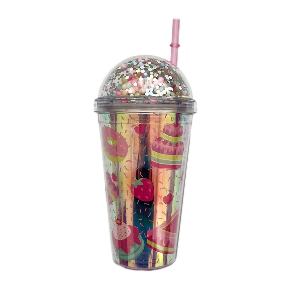 Etoilee Pink Sprinkle Cupcake Simli Pipetli Suluk