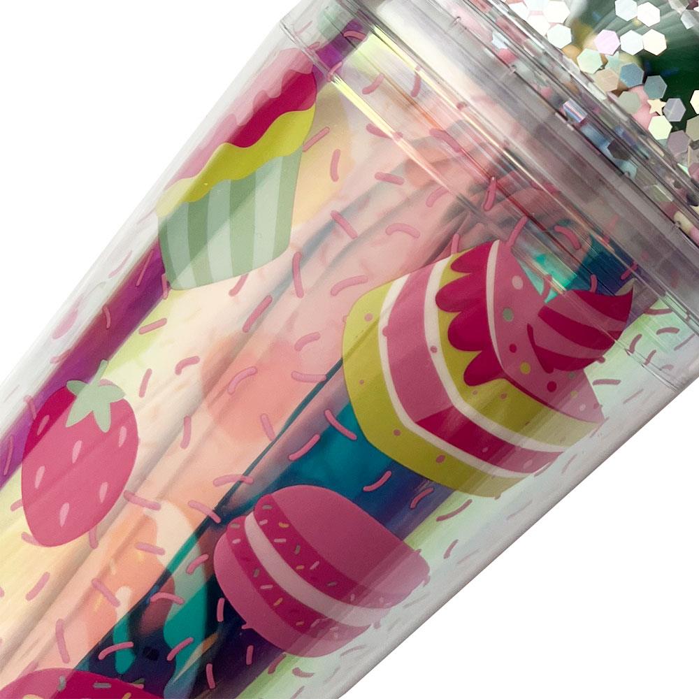 Etoilee Pink Sprinkle Cupcake Simli Pipetli Suluk