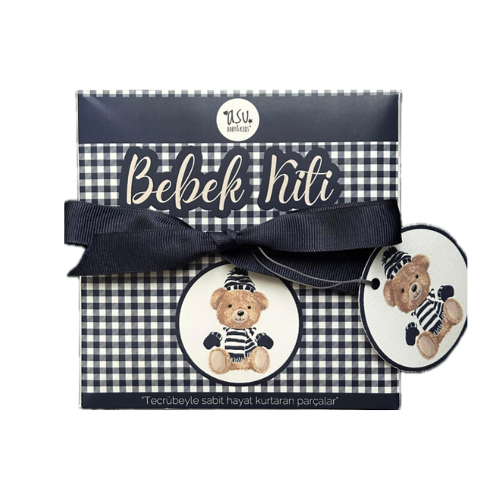 Asu Baby Vintage Bear Lacivert Organik Pamuk Hediye Bebek Kiti