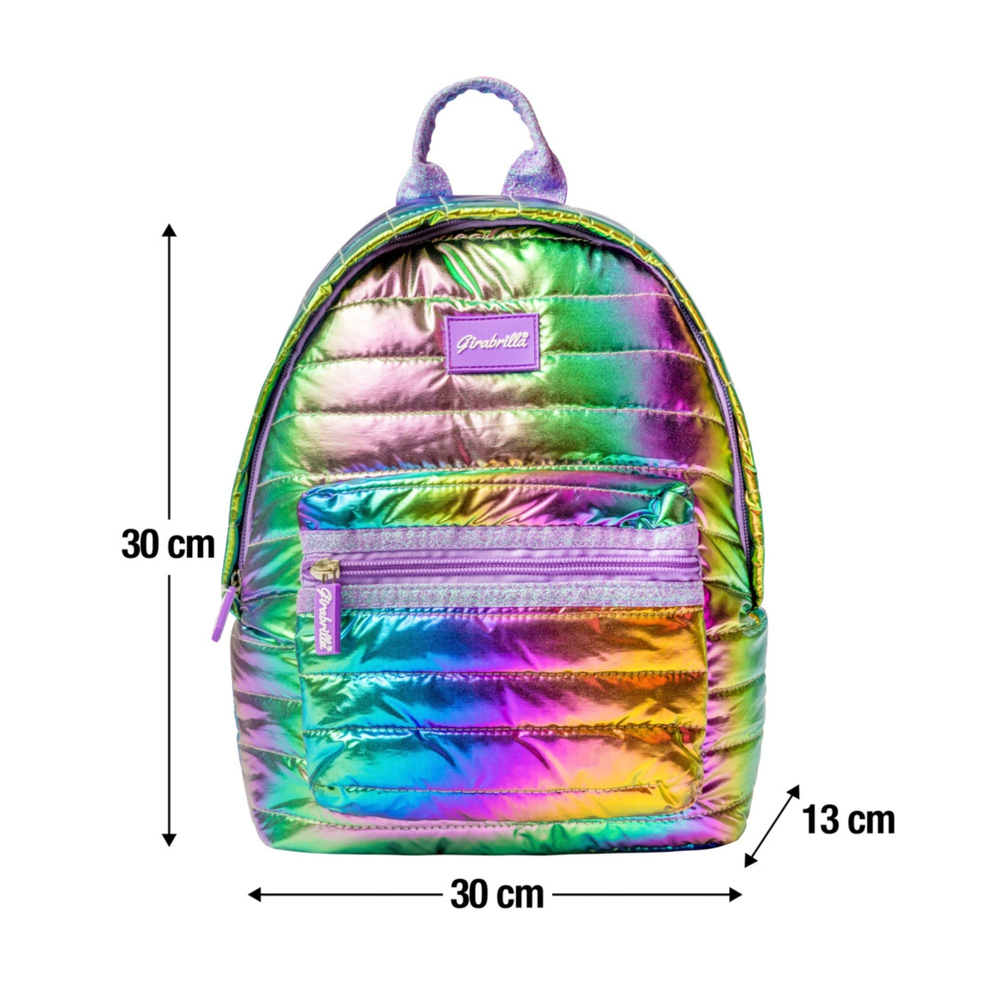 Girabrilla Puffer Metalik Sırt Çantası Rainbow