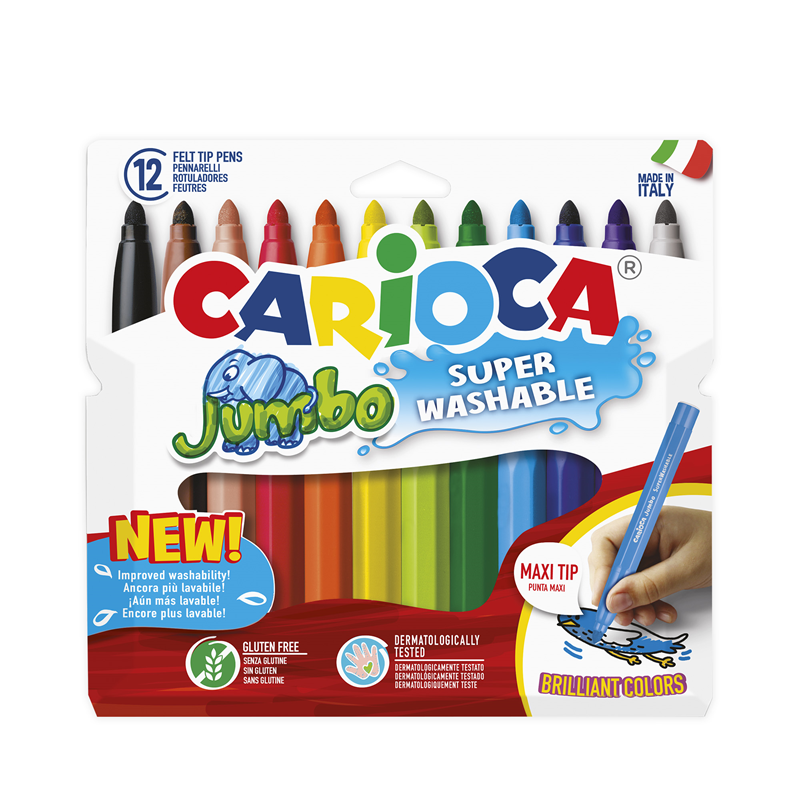Carioca Jumbo Süper Yıkanabilir Keçeli Boya Kalemi 12'li