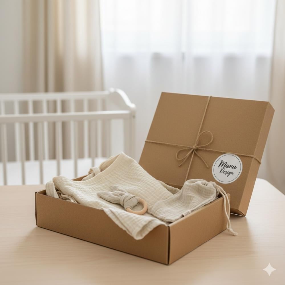 Münü Design Müslin Emzirme Örtüsü Seti Bej