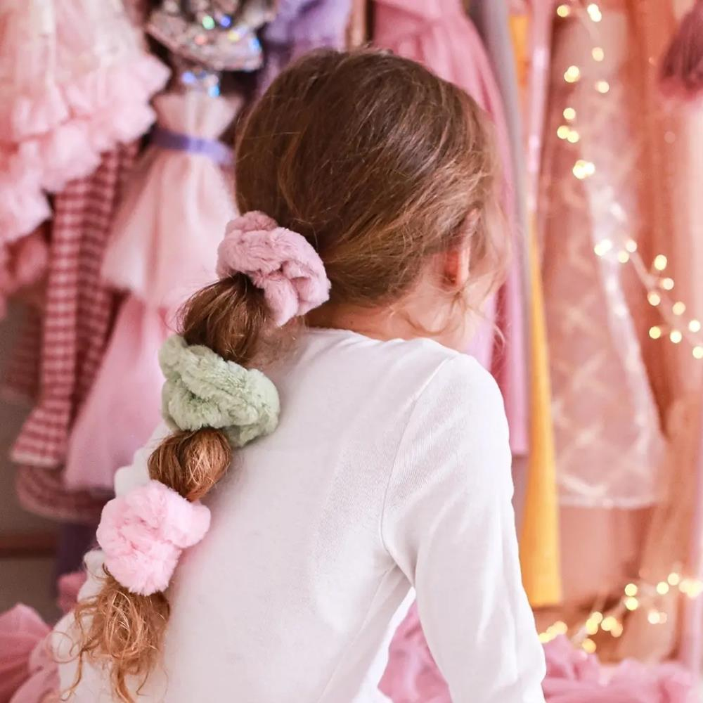 Mini & Kids Peluş Scrunchie Bej Toka