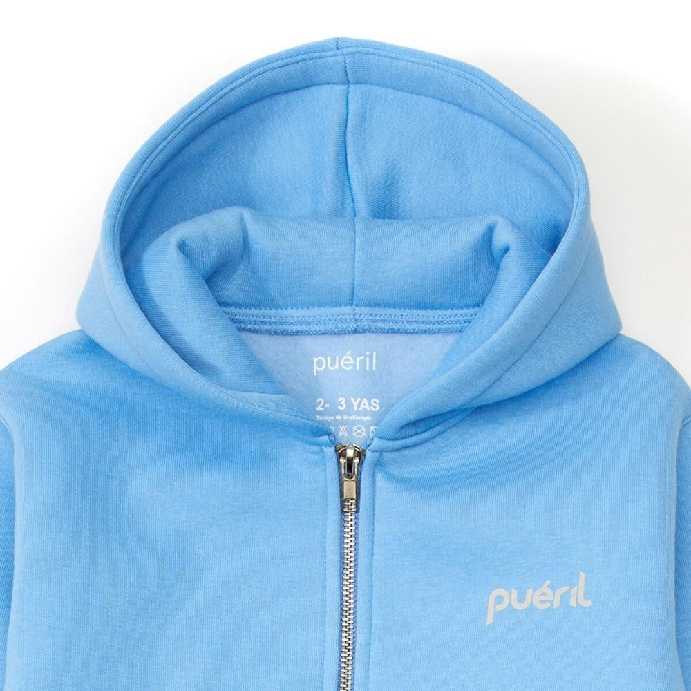 Pueril Kids Şardonlu Fermuarlı Çocuk Eşofman Takımı | Gökyüzü Mavisi