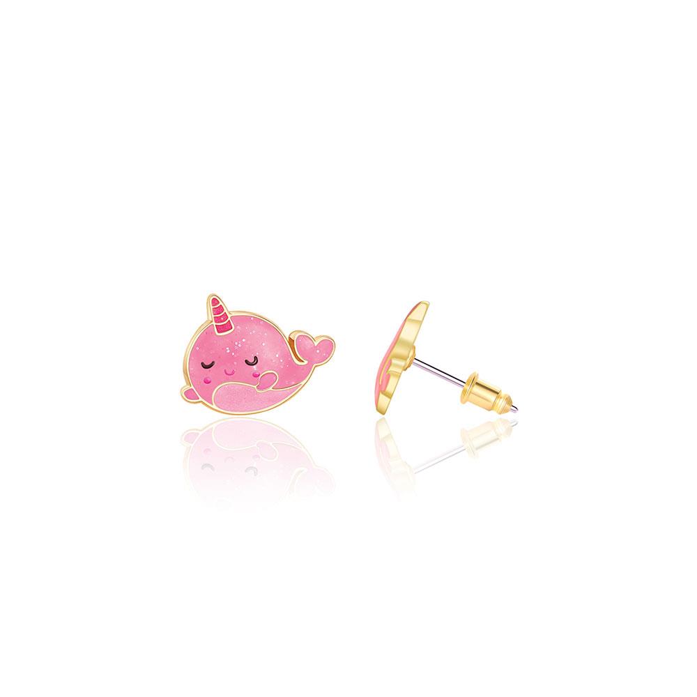 Girl Nation Cutie Studs Glitter Pink Narwhal Küpe