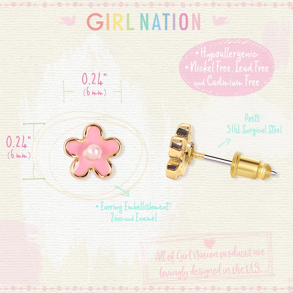 Girl Nation Cutie Studs Pink Fancy Flower Küpe