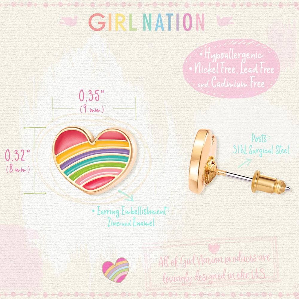 Girl Nation Cutie Studs Rainbow Heart Küpe