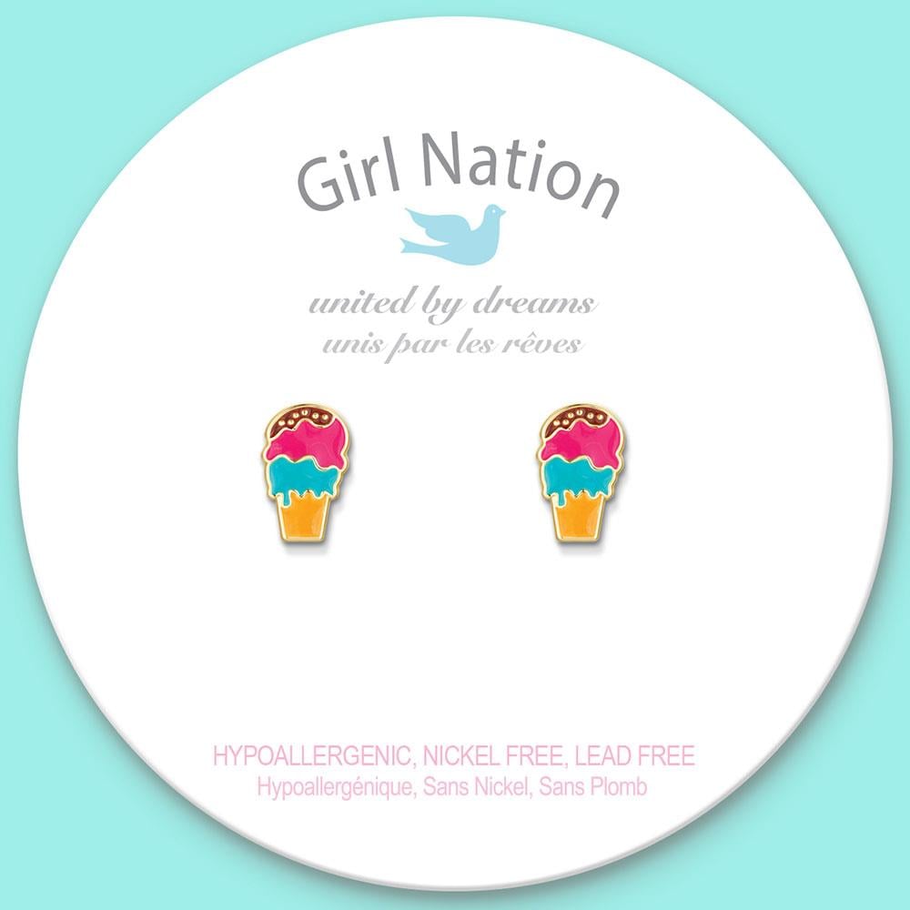 Girl Nation Cutie Studs Triple Scoop Küpe