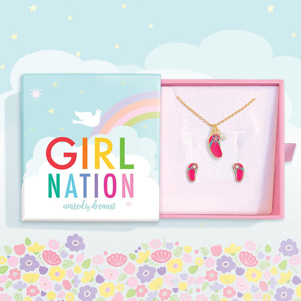 Girl Nation Cyrstal Flip Flop Kolye & Küpe Set