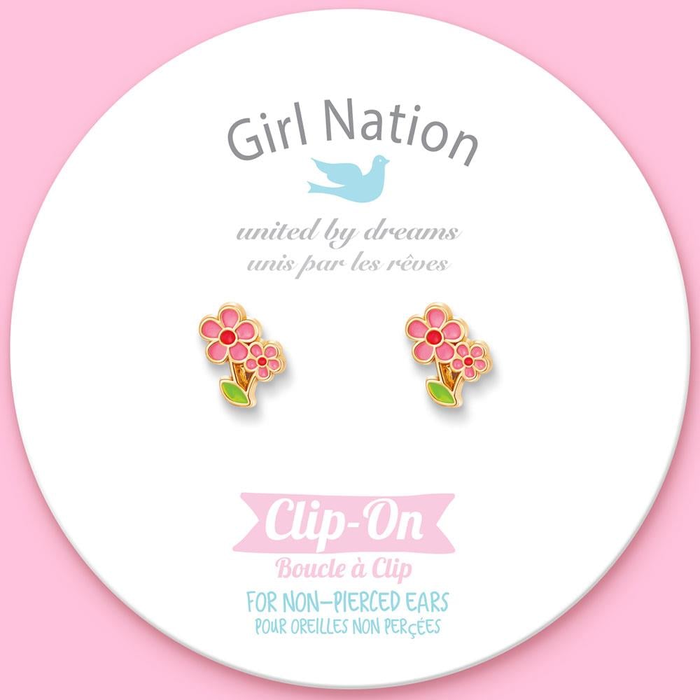 Girl Nation Little Pink Flower Klipsli Küpe