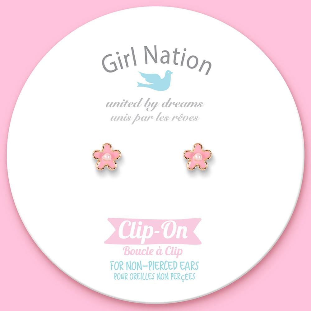Girl Nation Pink Fancy Flower Klipsli Küpe