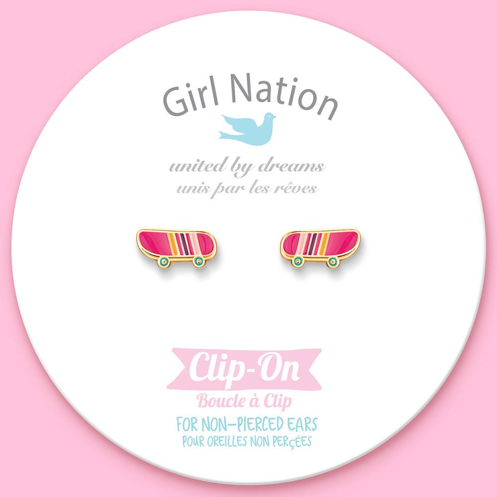 Girl Nation Sassy Skateboard Klipsli Küpe