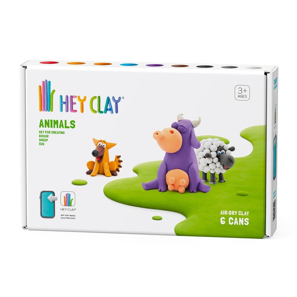 Hey Clay Hava ile Kuruyan Kil 6'lı kutu İnek Köpek Koyun