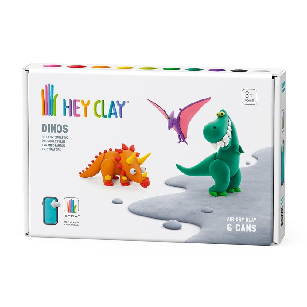 Hey Clay Hava ile Kuruyan Kil 6'lı kutu Dinozorlar Pterodactylus Triceratops Tyrannosaurus