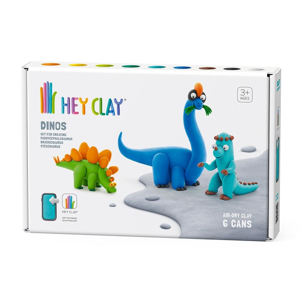 Hey Clay Hava ile Kuruyan Kil 6'lı kutu Dinozorlar Stegosaurus Pachycephalosaurus Brachiosaurus