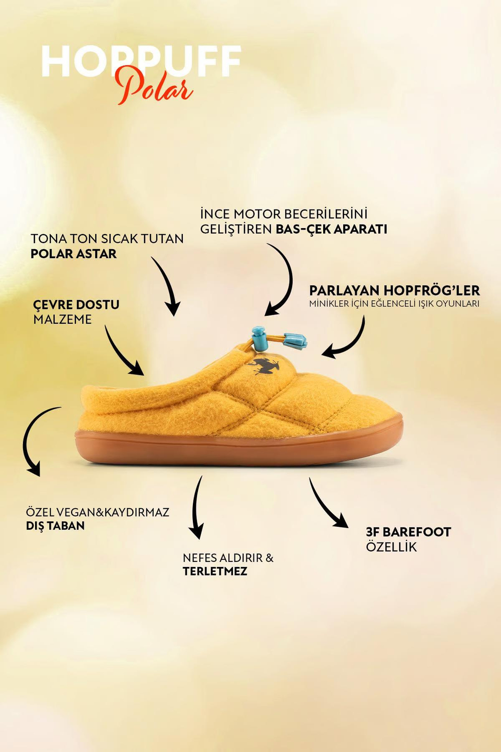 Hopfrög Hoppuff Polar Sarı Barefoot Çocuk Ayakkabı