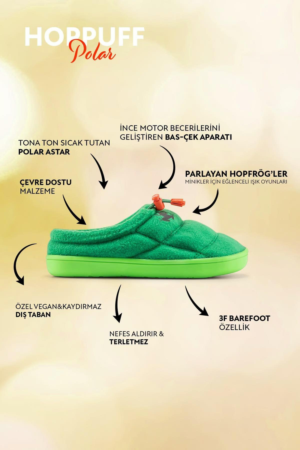 Hopfrög Hoppuff Polar Yeşil Barefoot Çocuk Ayakkabı